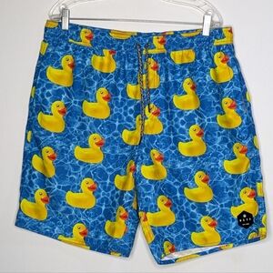 NWT Neff Blue Yellow Rubber Duck Swim Trunks XL